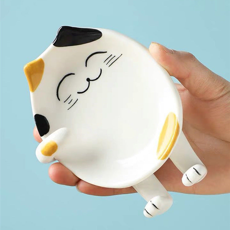 Creative Cartoon Ceramic Pot Cover with Chopsticks & Spoon Holder β Cute Kitchen Accessory