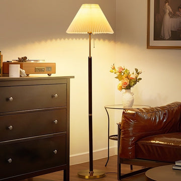 Velora™ Vintage Pleated Floor & Table Lamp – Retro Vertical Accent Light