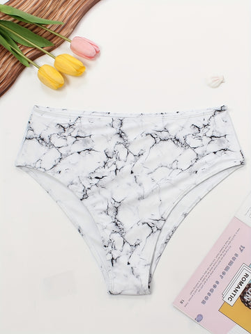 Plus-Size Triangle Bikini Bottom – Slate Print Beachwear for Curvy Women