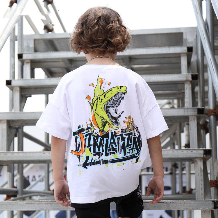 Dinosaur Print Boys' Short Sleeve T-Shirt β Fun & Comfy Summer Tee