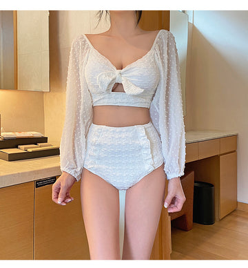 Luxe Lace Long Sleeve Bikini Set – UV Protection & Elegant Style
