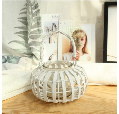 Nordic Wicker Wind Lantern – Outdoor Garden Candle Holder & Decorative Lantern
