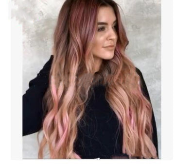 Brown Pink Big Wave Long Curly Hair Cross Border  Women's Wigs