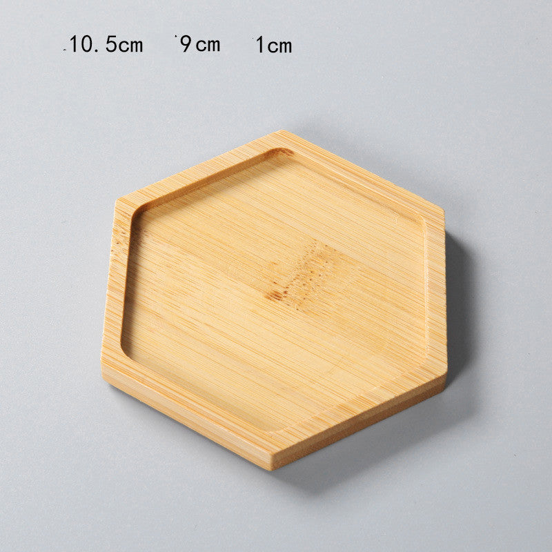 Bamboo Stand & Ceramic Succulent Flower Pot Tray β Stylish Holder for Indoor Plants