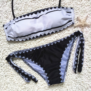 Sexy Strapless Bikini Set – Women’s Tie-Side Swimsuit for Beach & Pool