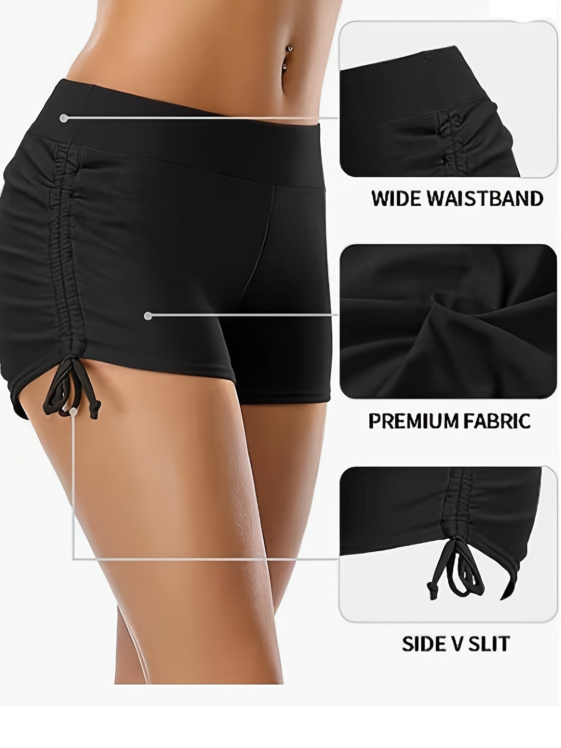 Women's Solid Bikini Bottom – Straight-Leg Fit with Two-Way Drawstrings