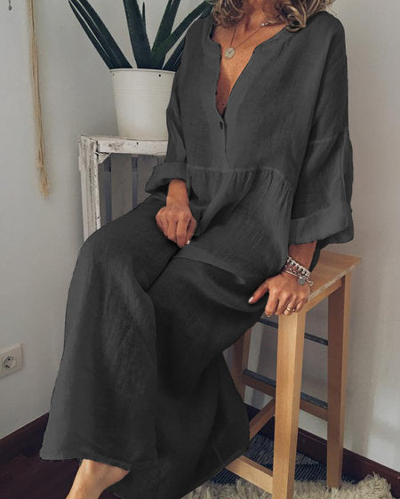 Loose Long Dress for Women – Casual Flowy Maxi Dress with Pockets