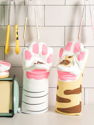 High Temperature Resistant Microwave Oven Gloves – Heat-Proof & Non-Slip Cotton Mitts