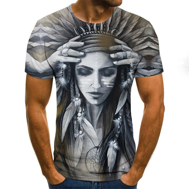 Printed 3DT Shirts Horror Skull Print Short Sleeve T-Shirts For Men