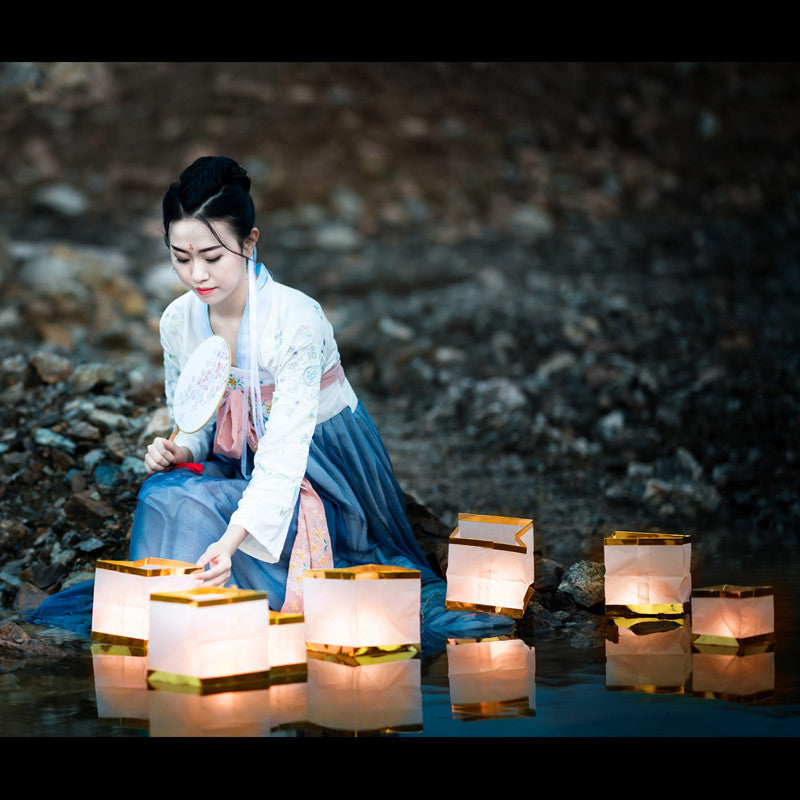 Blessing Lantern Wish Lotus Lantern Paper With Candle River Lantern