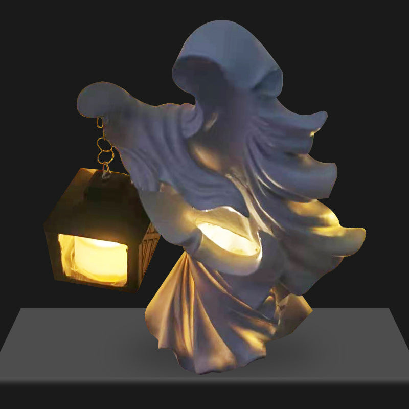 Halloween Witch Resin Lantern – Spooky Decorative Lantern Ornament for Indoor & Outdoor Display