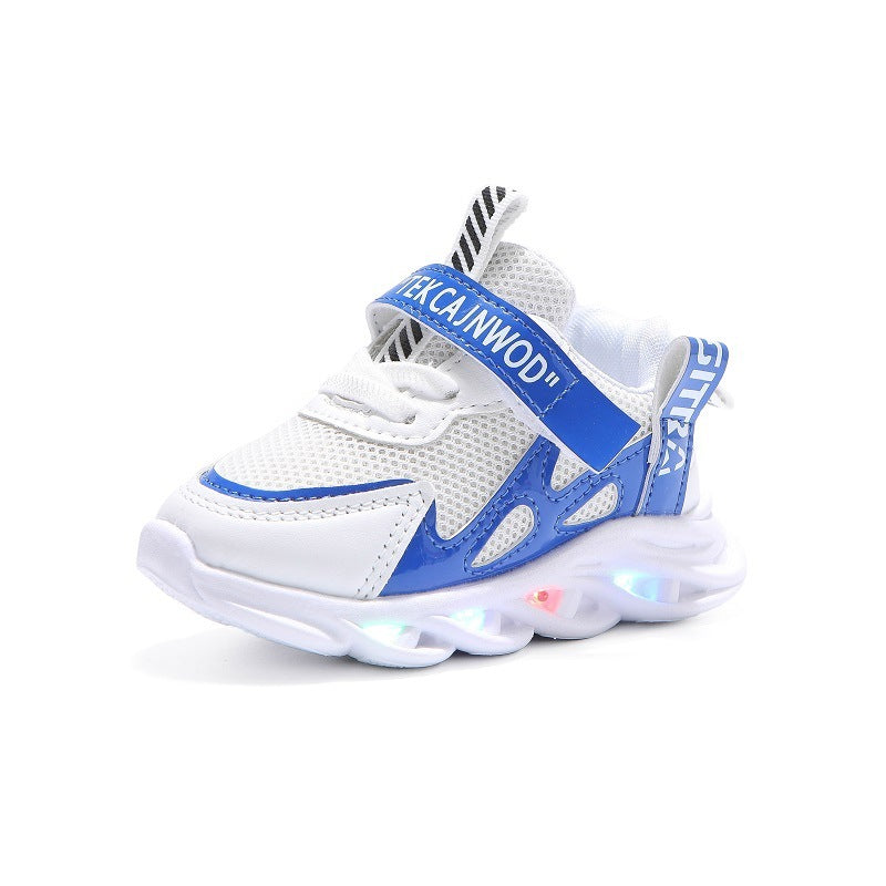 Children's Alphabet Webbing Mesh Breathable Kids Luminous Shoes.