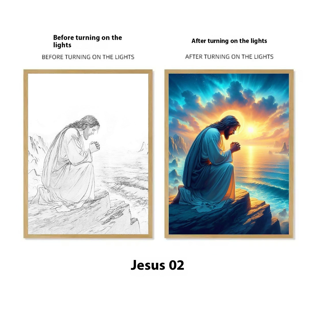 Faith-Inspired Home Decor Set – Jesus Wall Art, Crosses, Angel Statues & Lighted Picture Frames