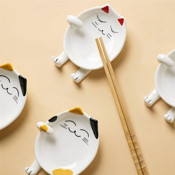Creative Cartoon Ceramic Pot Cover with Chopsticks & Spoon Holder – Cute Kitchen Accessory