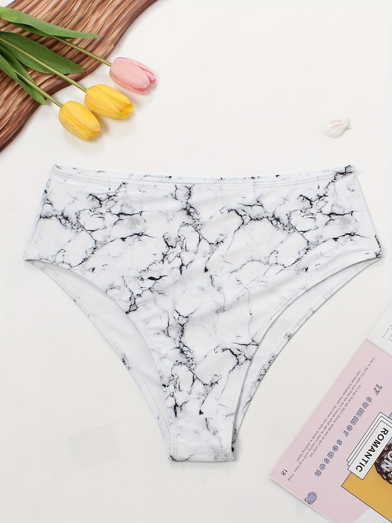 Plus-Size Triangle Bikini Bottom – Slate Print Beachwear for Curvy Women