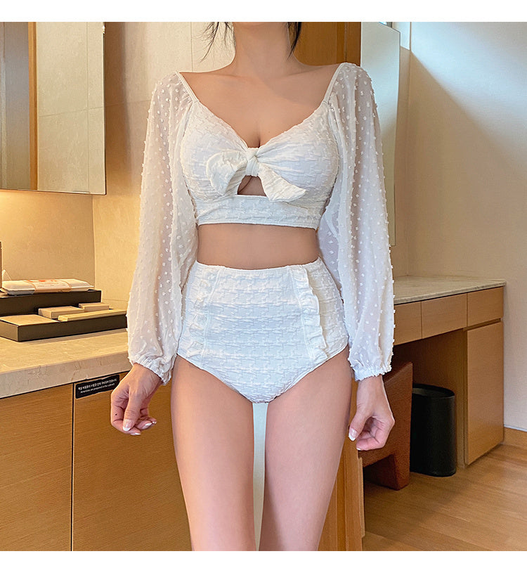 Luxe Lace Long Sleeve Bikini Set – UV Protection & Elegant Style