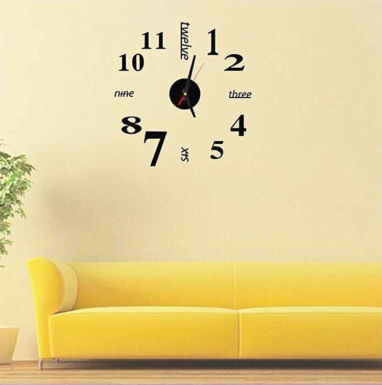 3D DIY Acrylic Mirror Wall Clock – Creative Stereo Home Decor Kit