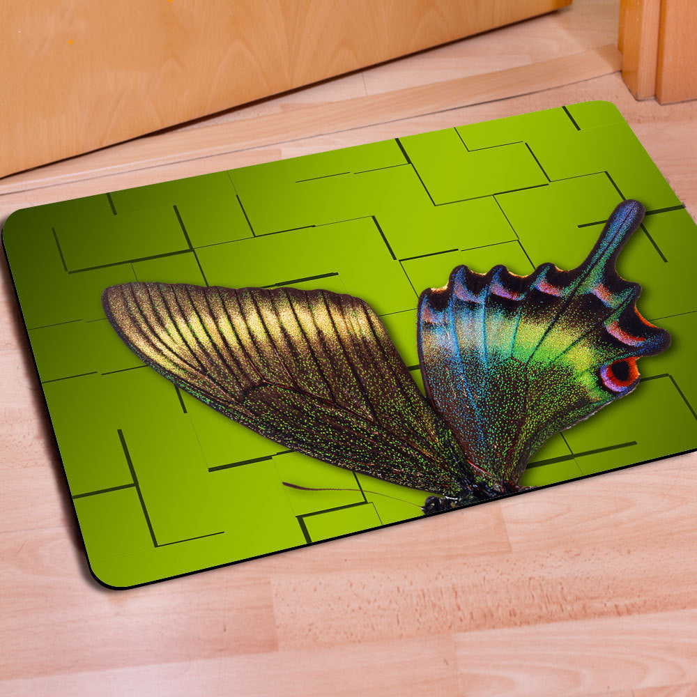 Green Butterfly Floor Mats for Bathroom & Home | Soft, Durable Room Rugs