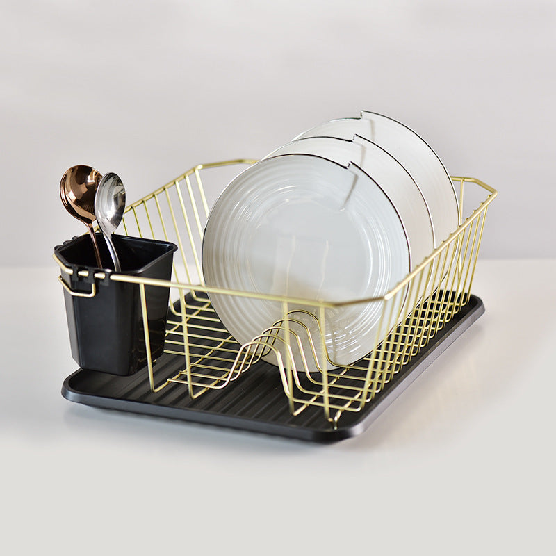 North Rail Dish Rack with Drain Tray – Space-Saving Kitchen Shelf Organizer