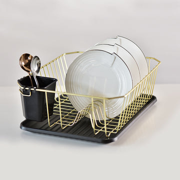 North Rail Dish Rack with Drain Tray – Space-Saving Kitchen Shelf Organizer