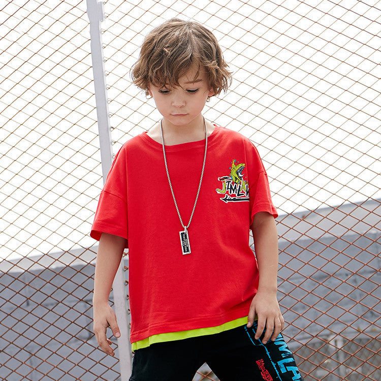 Dinosaur Print Boys' Short Sleeve T-Shirt – Fun & Comfy Summer Tee