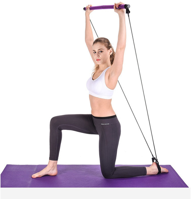Yoga & Crossfit Resistance Bands Exerciser – Portable Pilates Bar Trainer & Elastic Pull Rope