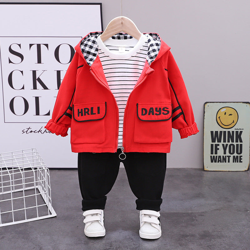 Boys' Outfit Set – T-Shirt, Jacket & Trousers Suit for Stylish Kids