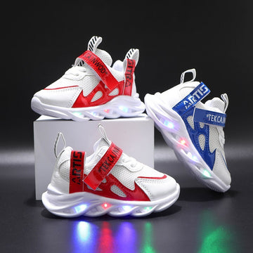 Children's Alphabet Webbing Mesh Breathable Kids Luminous Shoes.