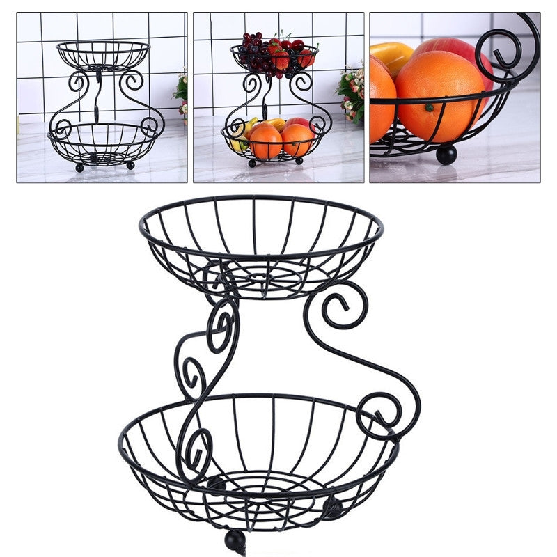 Household Double-Layer Fruit Basket Tray – Space-Saving & Stylish Kitchen Organizer