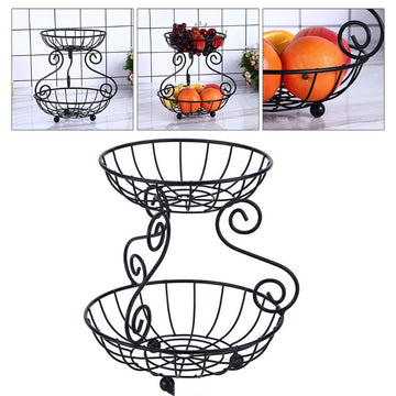 Household Double-Layer Fruit Basket Tray – Space-Saving & Stylish Kitchen Organizer