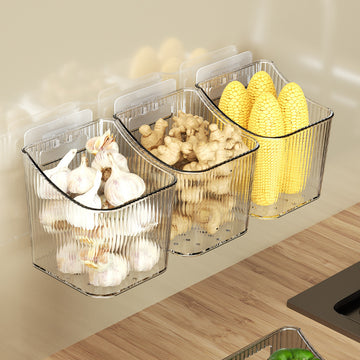 Kitchen Hanging Basket for Ginger & Garlic Storage – Space-Saving Organizer