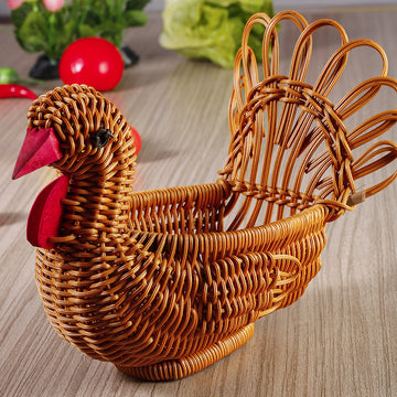 WovenWhimsy™ Rattan Fruit Basket – Cute Animal-Shaped Snack & Vegetable Organizer Tray