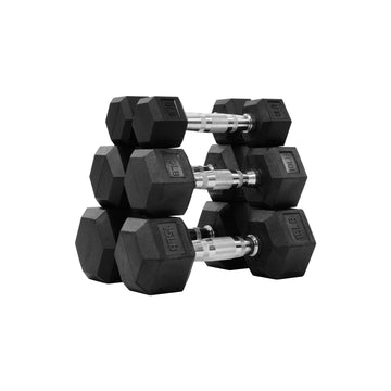 Hexagonal Rubber-Coated Dumbbells – Exercise & Fitness Weights