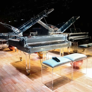 High Quality Luxury Transparent Grand Acrylic Crystal Grand Piano Keyboard Instrument Acoustic Piano Silver or White Color 190cm
