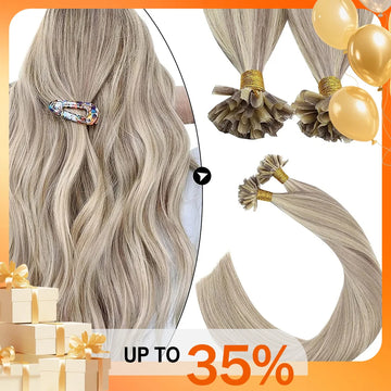 Ugeat U Tip Hair Extension Human Hair 1g/s Nail U Tip Hair For Women 14-24" Pre Bonded Hair Extensions 50g/100g Keratin Tip Hair