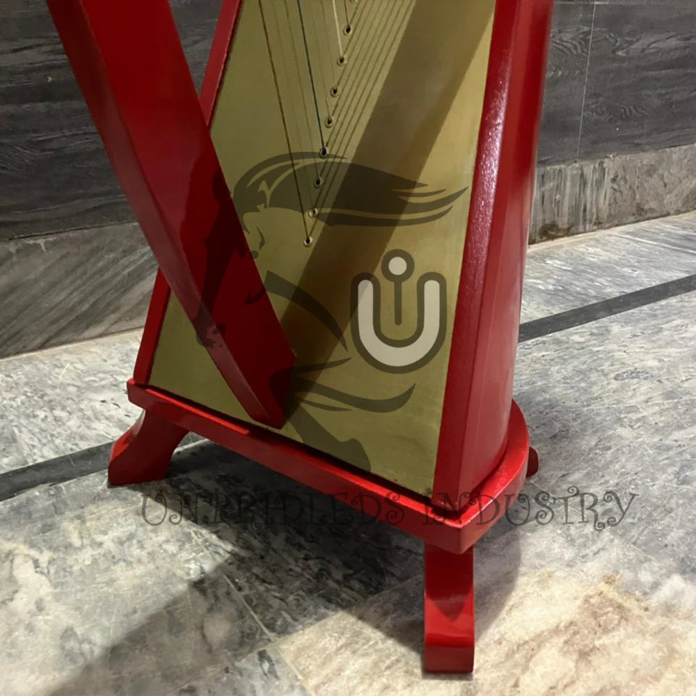 42-String Customized Design Celtic Lever Harp Stand Red Color Premium Quality BeechWood Durable Lightweight Nylon Guitar Strings