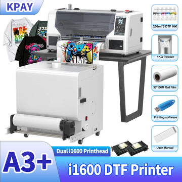 Dual Head A3+ DTF Printer Impresora i1600 DTF Printer for T-shirt Bag Printing Press with Shaker A3+ DTF Direct Transfer Printer
