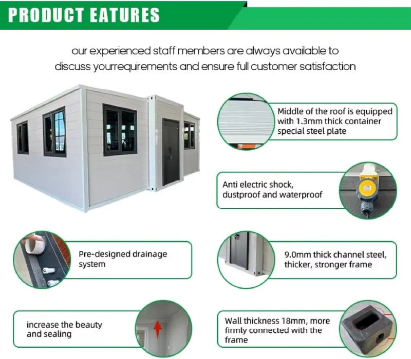 20ft 40ft Expandable Prefabricated Container House Steel Structure Commercial Residential Supermarket Accommodation Modern
