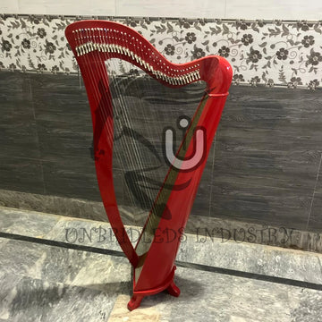 42-String Customized Design Celtic Lever Harp Stand Red Color Premium Quality BeechWood Durable Lightweight Nylon Guitar Strings