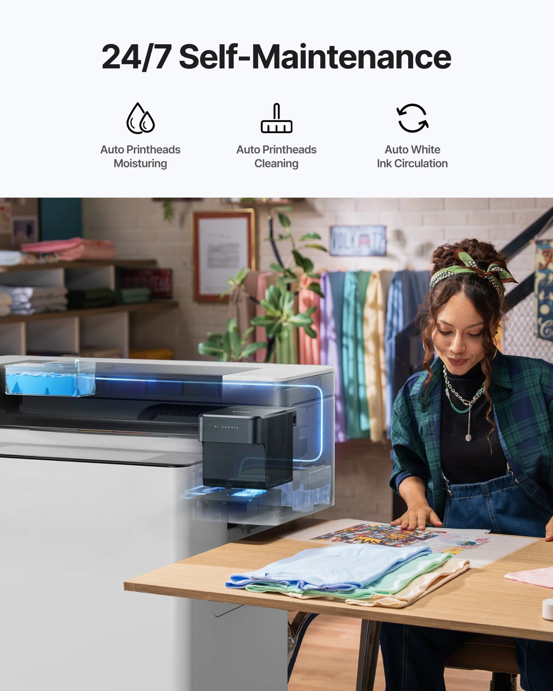 Xtool New Apparel DTF Printer 14-Inch A3 2 Heads Touch Screen Semi-Automatic for Dual I1600 Printhead Multicolor Inkjet for