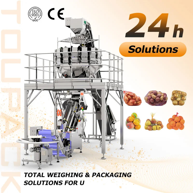 TOUPACK Vegetable Mesh Bag Packing Machine Automatic Net Bag Sealing and Filling Equipment for Food Packaging