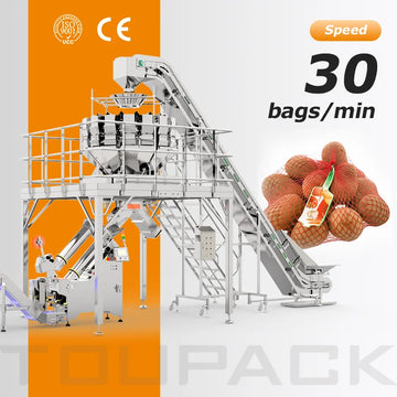 TOUPACK Vegetable Mesh Bag Packing Machine Automatic Net Bag Sealing and Filling Equipment for Food Packaging