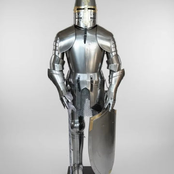 Mild Steel 18 Gauge Full Size 7 Feet Approx Polish Finished Medieval Armour by the WOOD and IRON ENTERPRISES for Home Decoration