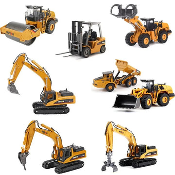 1:50 Scale Diecast Construction Vehicle Model — Excavator, Forklift & Dump Truck, 32 Styles