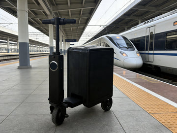 FENGJIU Bluetooth Electric Luggage Scooter USB Charging Sports Style Suitcase for Plane Boarding