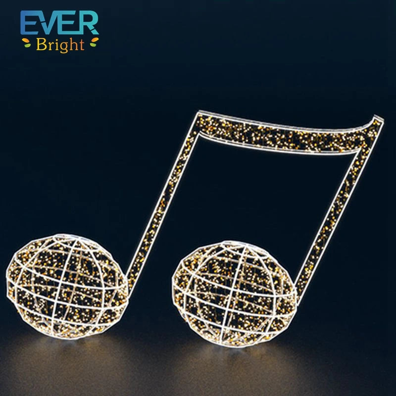 3D Large PVC IP65 LED Musical Notes Sculpture Harp Piano Guitar Horn Pipa Bass Tuba Holiday Christmas Motif Lights Landscape