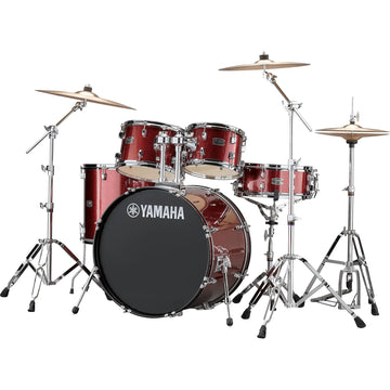 RYDEEN BURGUNDY GLITTER 5-Piece Beginner Drum Kit | 3 or 4 Cymbal Stands Optional  Cymbals Not Included