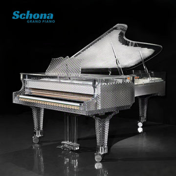 Luxury Hotel Furniture Clear Acrylic Concert Grand Piano with LED Lights Mechanical Style Crystal Piano