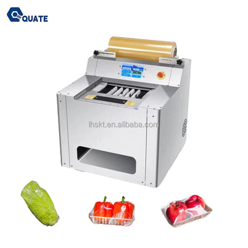 High Efficiency Automatic Fresh Produce Cling Film Compact 304 Stainless Steel for Retail Supermarket Packaging Machine