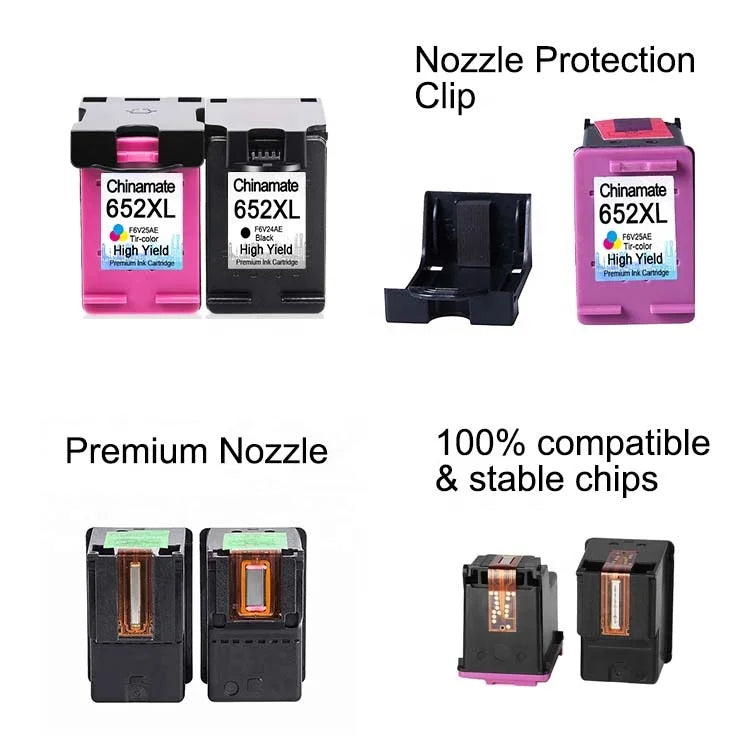 HP 652XL Remanufactured Dye for Cartridge for HP DeskJet 1115/1118/2677/3638/3755/3785/3835/4535/4675/5078 Series Newest Smart